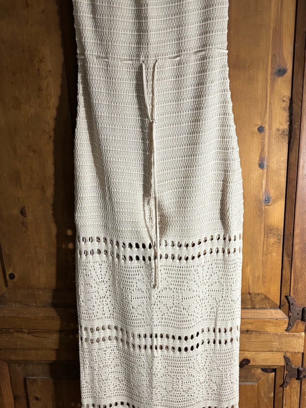 Crochet Maxi Dress in Cream with Caplet - Picture 8 of 11